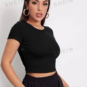 black shein cropped shirt, new worn once.